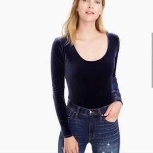 Navy Blue JCrew Velvet Bodysuit EUC Size S